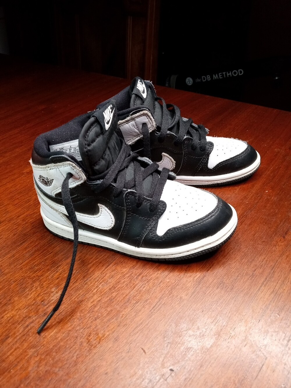 Air Jordan 1 High OG (TD) Kids Size 10C FD1413-010 Black/White Sneakers High Top